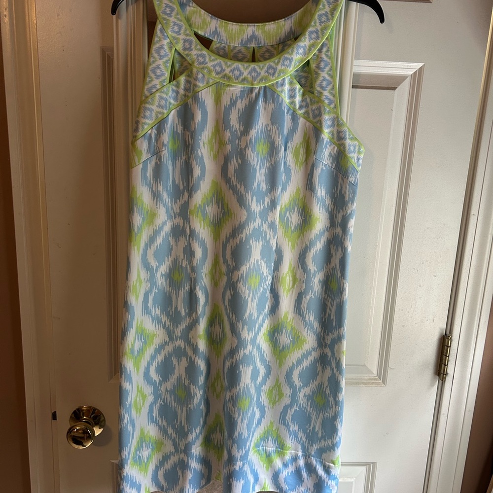 Gretchen Scott Designs Blue and Green Patterned Dress